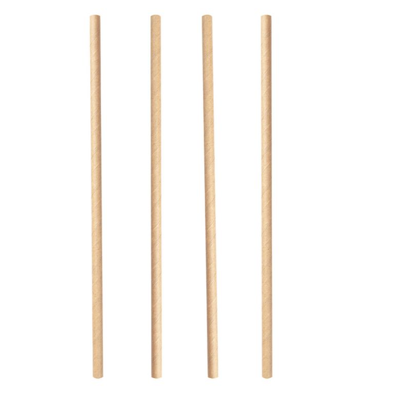 Paille droite - Kraft - Papier recyclable - Dimension 0,6x20cM - Paquet de 250