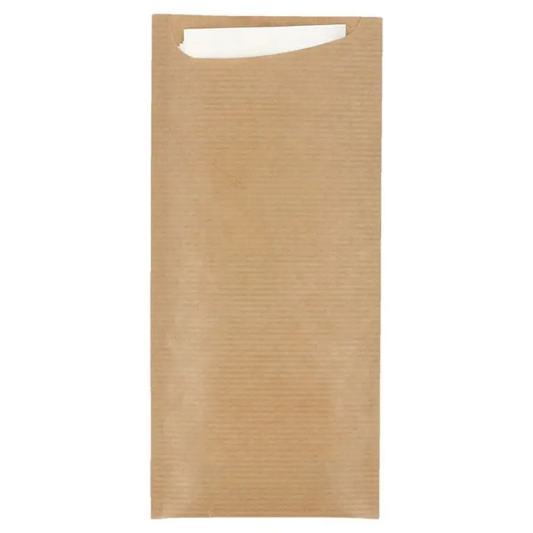 Sachet à couverts KRAFT - Serviette Blanche - Dimension 33x40cm - Paquet de 250