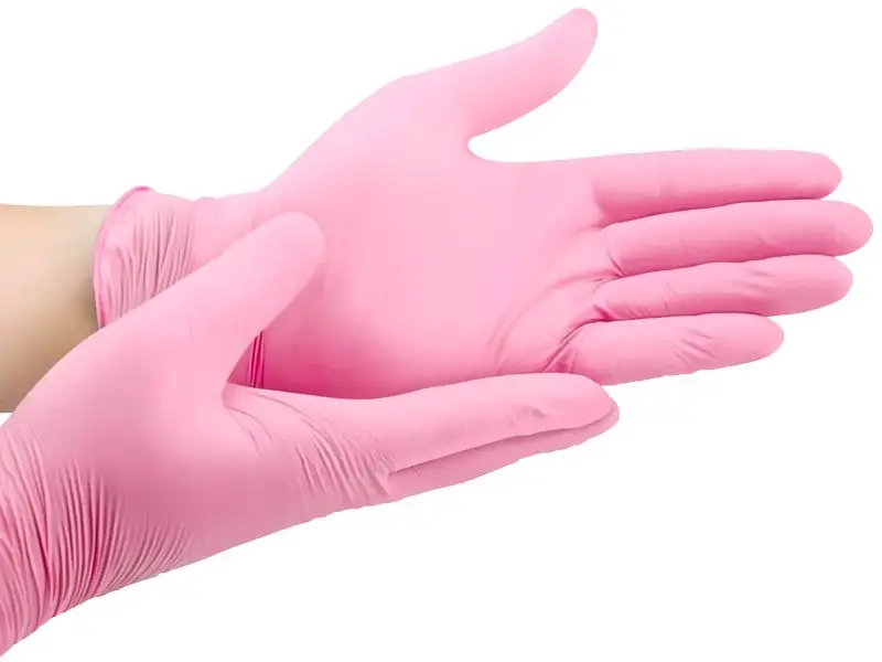 image produit : Gants Nitrile Rose Taille L Non Poudrés /100